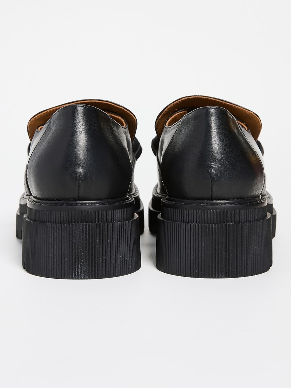 VOILE BLANCHE ELAIZA PLATFORM LOAFERS Black Cowhide Leather Classic Chunky - Picture 2 of 9